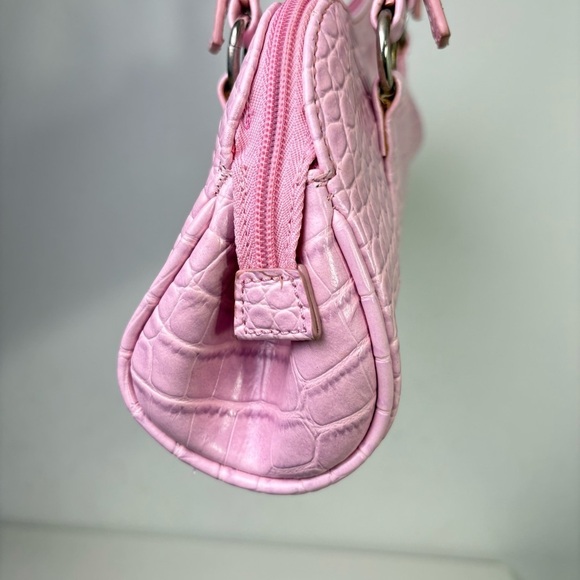 BISOU BISOU Pink Faux Croc Leather East West Baguette Y2K Shoulder Purse Bag - Picture 2 of 15